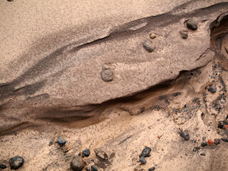 Fototapeta na wymiar Fragment diffuse clay bed water stream