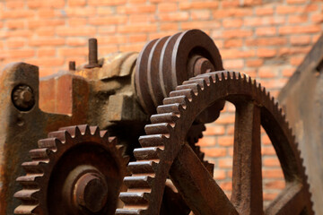 Fototapeta na wymiar Close up photos of aging mechanical gears