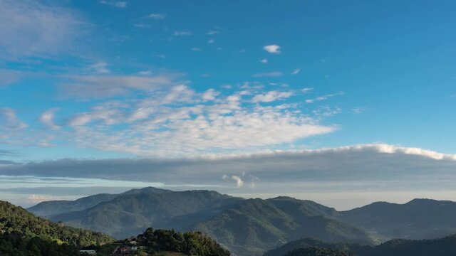 Time lapse Mountain and sky with cloud. Moncham Thailand.