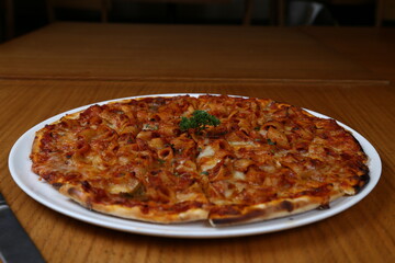 Vegetable pizza with selective focus