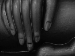 Fototapeta premium hand of black buddha statue