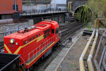 Coal train running on railway, Tangshan, China