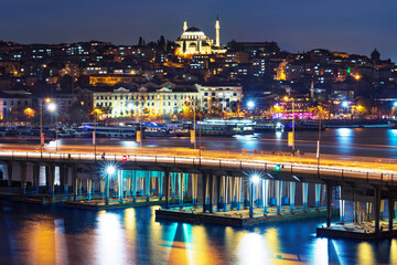 night view of Ataturk bridge, Istanbul, Turkey