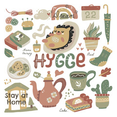 hygge with lettering hygge elements cute hand drawn scandinavian style