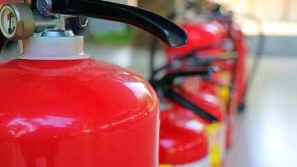 fire extinguishers available in fire emergencies, close up