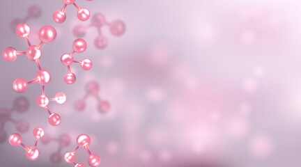 Molecular structure with atom.  Abstract design for medical, technology or chemistry, physics, cosmetic banners or flyers.