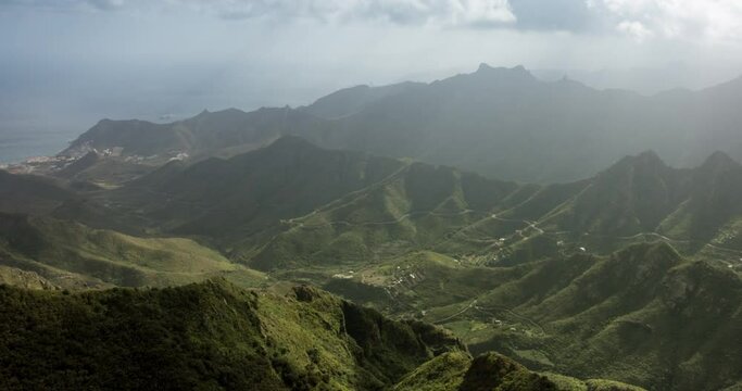 Rural Anaga Park, Tenerife Spain. Clouds mooving timelapse