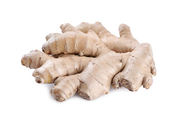 Whole fresh ginger root isolated on white