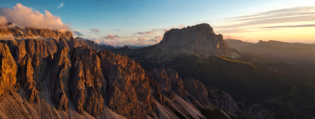 mountain landscape with sunset in south tyrol