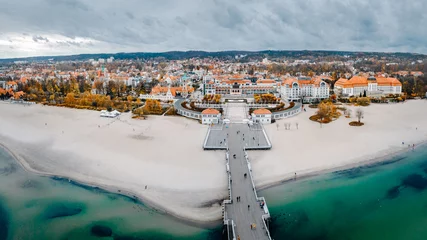 Papier Peint photo autocollant La Baltique, Sopot, Pologne Jetée de Sopot vue du ciel