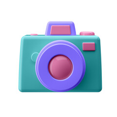 Camera in cartoon style not white background. Well suited for a landing page, mobile app, or website. 3D illustration