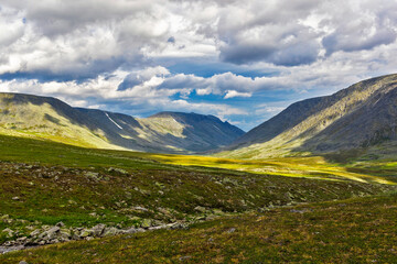 Fototapeta premium mountain range in the subpolar urals on a summer day