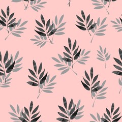 Seamless pattern branches with leaves. Design Beautiful print with leaves for textile vector.