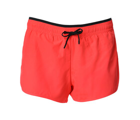 Coral women's shorts isolated on white. Sports clothing