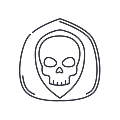 Death icon, linear isolated illustration, thin line vector, web design sign, outline concept symbol with editable stroke on white background.