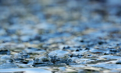 bubble on water in the pond
