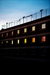 Obraz premium Residential building during the sunset