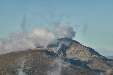 La Maliciosa, La Bola del Mundo, Navacerrada, La Pedriza, El Yelmo and the oak forests in autumn in the Sierra de Guadarrama National Park. Madrid's community. Spain