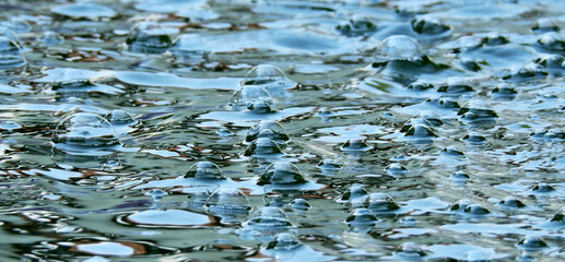 bubble on water in the pond