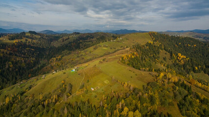  Landscape mountains Carpathians Ukraine autumn and trees on the rocks.
