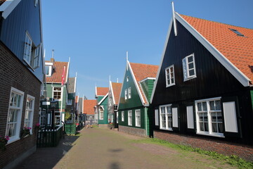 Marken, a fishing village with traditional wooden houses, located in the North of Amsterdam, North Holland, Netherlands