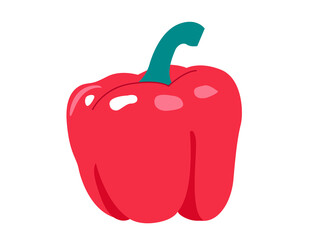 Fresh red pepper for magazine, farmers market, vegetarian salad recipe design, web. 
Vegetable on an isolated background. Icon Vector flat illustration

