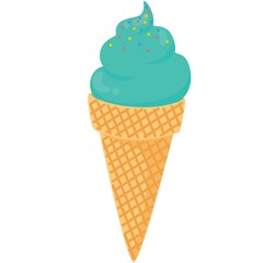 Ice cream cone icon isolated on white background. Vector illustration. Ice cream waffle.