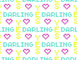 Seamless vector pixel pattern. Multicolor sign text background for fabric, textile, cover, web, wrapping etc. Collection of 10 eps design wallpapers.