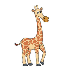 Obraz premium cute giraffe. vector illustration character in cartoon style. isolated on white background