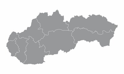 Obraz premium The Slovakia isolated map divided in regions