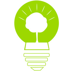 Ecological light bulb. environmental EMBLEM on a white background