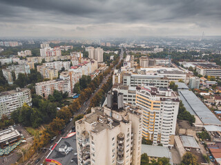 Chisinau, the capital city of Republic of Moldova. Panoramic view from a drone.