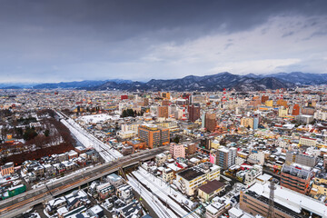 Fototapeta premium Yamagata, Japan Downtown Skyline