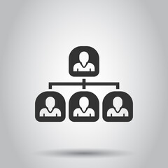 Corporate organization chart with business people vector icon in flat style. People cooperation illustration on white background. Teamwork business concept.