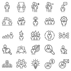 People leadership icon set in line style. Person collection vector illustration on white isolated background. User teamwork business concept.