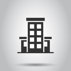 Building icon in flat style. Town skyscraper apartment vector illustration on white isolated background. City tower business concept.
