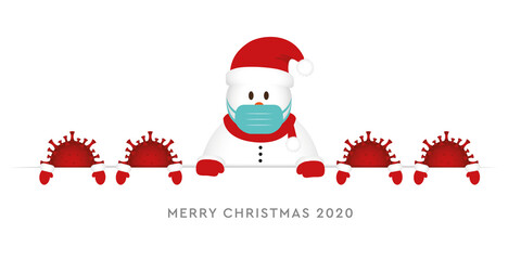 snowman and corona virus christmas cartoon vector illustration EPS10
