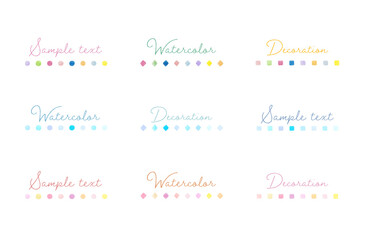 水彩風の丸や四角の線のセット／ライン／かわいい／ドット／斑点／丸／飾り／装飾／フレーム