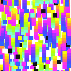 Seamless vector pixel abstract lines and squares pattern. Multicolor gradient glitch background. 10 eps design. For cover, wrapping, web, banner etc.