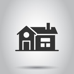 Building icon in flat style. Home vector illustration on white isolated background. House business concept.