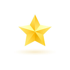 Gold realistic metallic star on a white background 1.