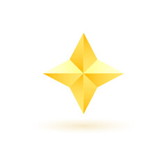 Gold realistic metallic star on a white background 6.