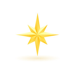 Gold realistic metallic star on a white background 4.