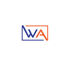 wa letter logo design in a rectangular shape