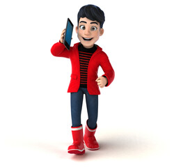 Fun 3D cartoon teenage boy with a phone © Julien Tromeur