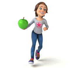 Fun 3D illustration of a cartoon teenage girl