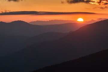 La Maliciosa, La Bola del Mundo, Navacerrada, La Pedriza, El Yelmo and the oak forests in autumn in the Sierra de Guadarrama National Park. Madrid's community. Spain