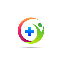 Obraz premium medical circle logo with people concept