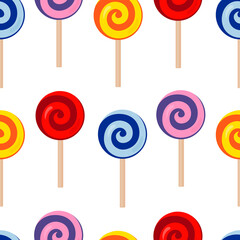 Seamless pattern candy lollipop caramel vector illustration