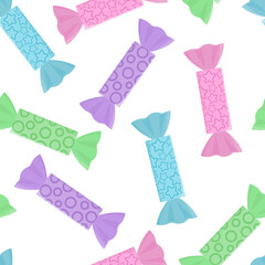 Seamless pattern candy lollipop caramel vector illustration